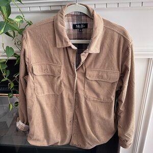 Taupe Flannel Reversible Shacket